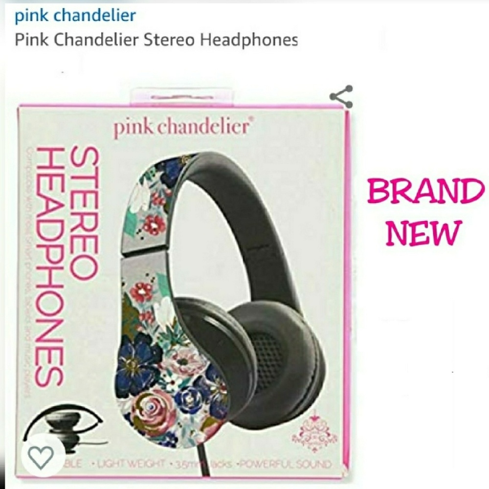 NEW PINK CHANDELIER STEREO PHONE HEADPHONES